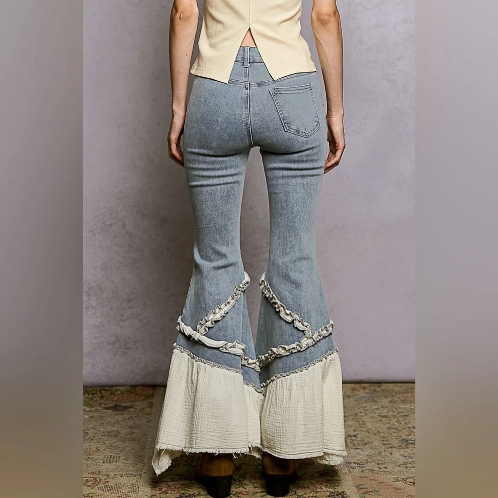 PB15 POL Blue Flared Jeans - Picture 4 of 5
